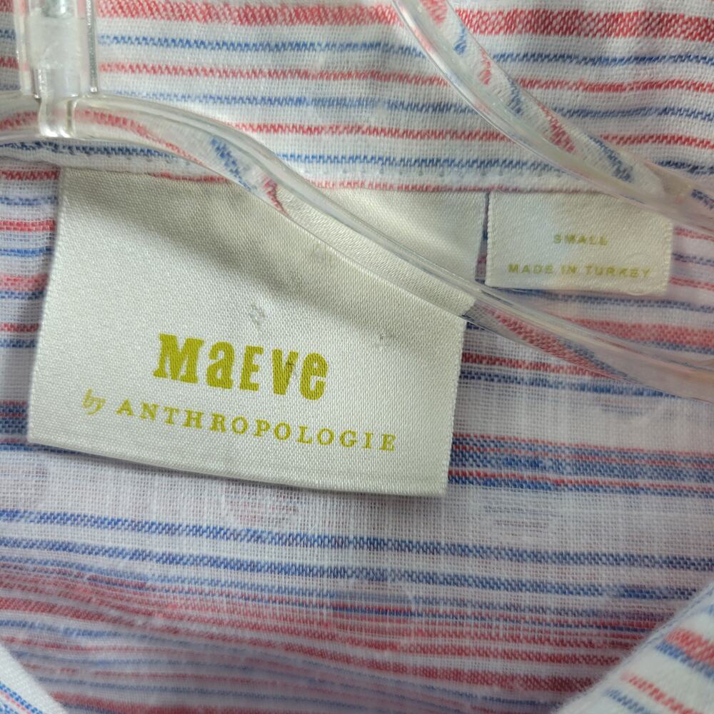 Maeve By Anthropologie  Button Front Striped Tunic Blouse Size S 91924-0884 - Picture 4 of 9